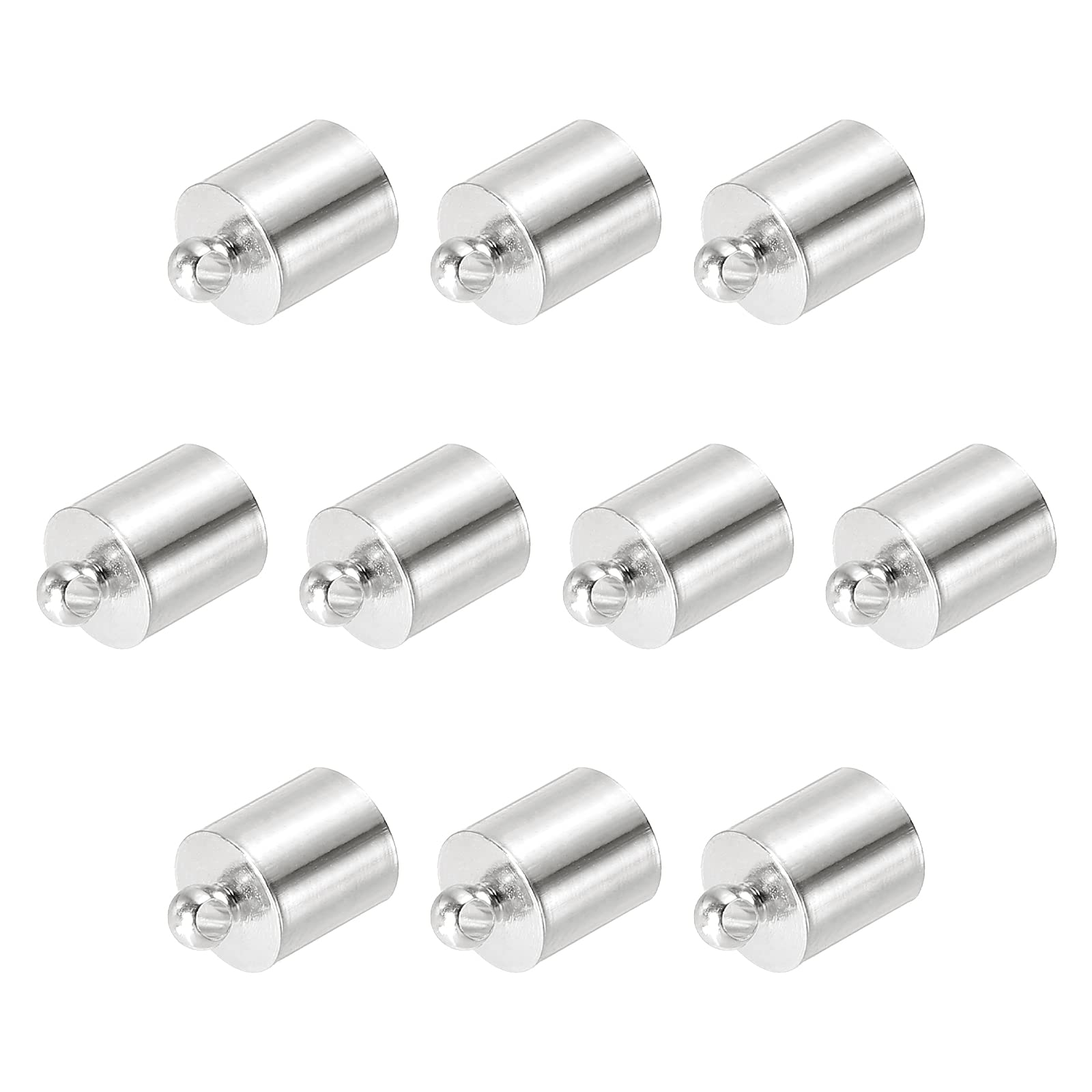 PATIKIL 25Pcs Cord End Caps, 7.6mm End Cap Barrel Beads Kumihimo End Caps Brass for Leather Cord, Tassels, Jewelry Making 12mm Length Rhodium Color