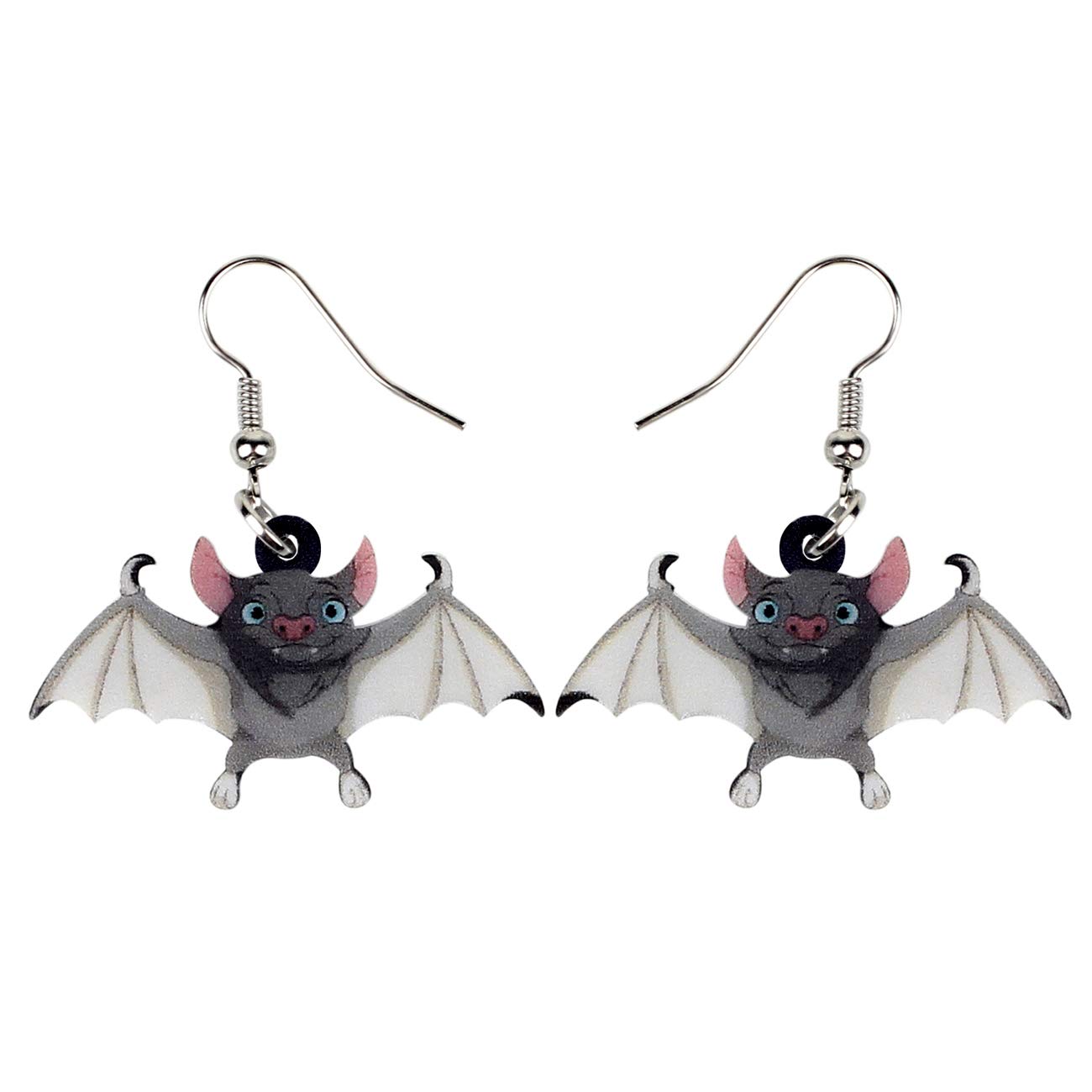 Bonsny Acrylic Drop Dangle Halloween Novelty Flying Bat Earrings Punk Jewelry For Women Gift (Grey)