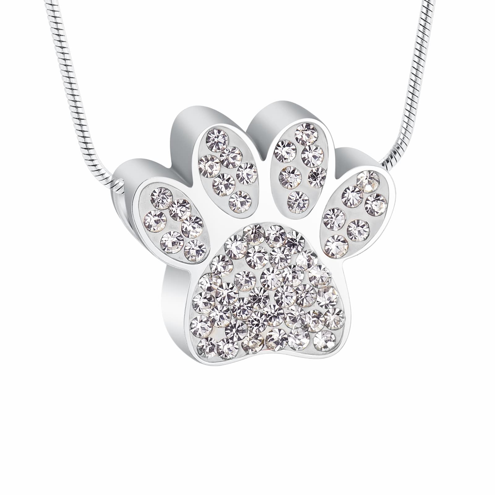 AIWENXI Paw Print Urn Necklace for Ashes Cremation Jewelry for Ashes Stainless Steel Urn Necklace Keepsake Jewelry for Pet/Dog's/Cat's Ashes Pendant Memorial Keepsake Gifts for Man/Women