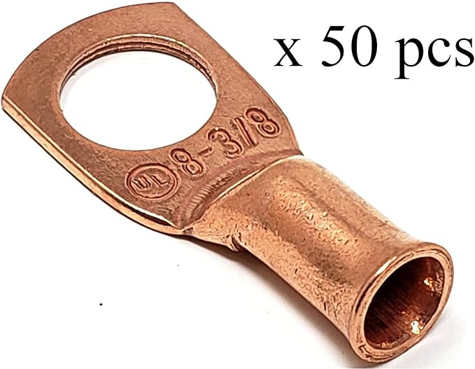 100 pcs WN ULI 4/0 Gauge x 3/8 Pure Copper Battery Welding Cable Lug