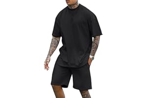 Lexiart Mens 2 Piece Outfits Casual Tracksuit Shorts Summer Sweatsuit Oversize Short Sleeve Sport Set