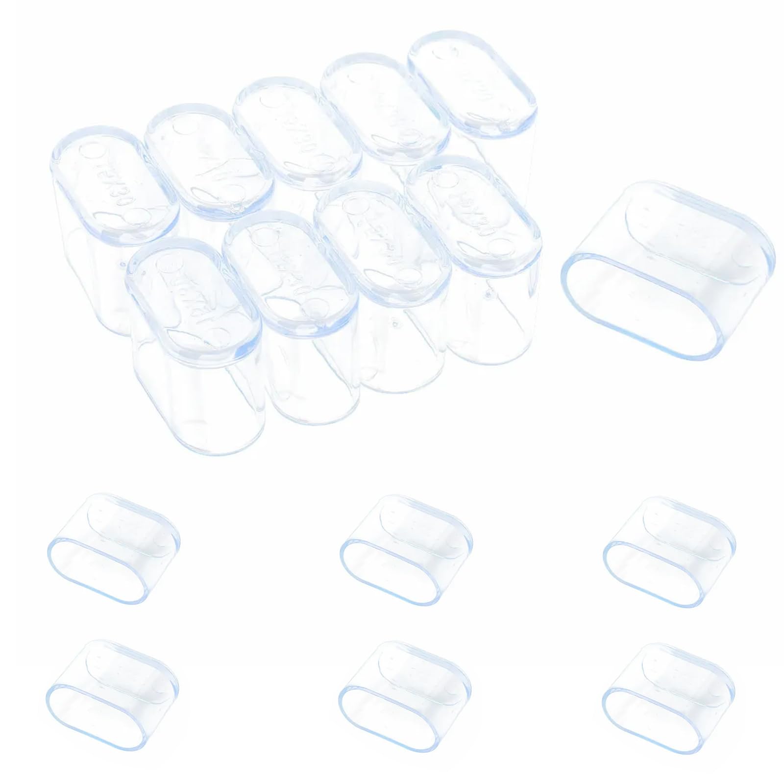 16 Pcs Oval Plastic Covers, Clear Tube End Caps, 16mm x 34mm Anti-slip Cover for Furniture Chair Desk Leg Tables Foot, Pipe