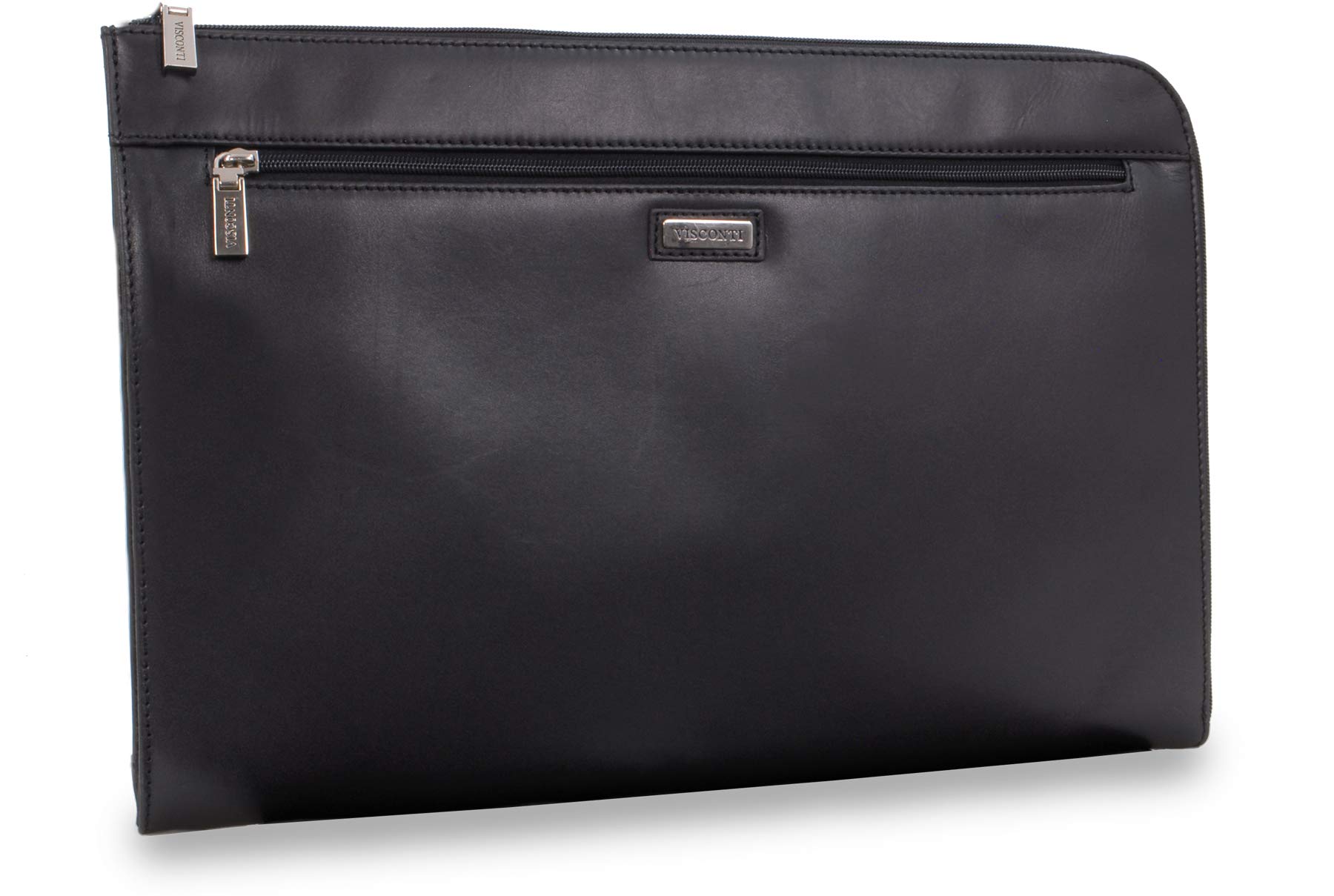 Visconti - Men's Leather A4 Conference Folder - Zipped Document Case - Business Portfolio with Card & Pen Pockets - Fits Tablet - 18238 Bond - Black