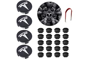 SONNEMOND Tesla Model 3 Wheel Center Hub Cap Kit, Y, S & X Wheel Cap Kit Center Cap Lug Nut Covers (4 Hub Center Caps + 20 Wheel Lug Nut Covers) Black&Silver Tesla Accessories