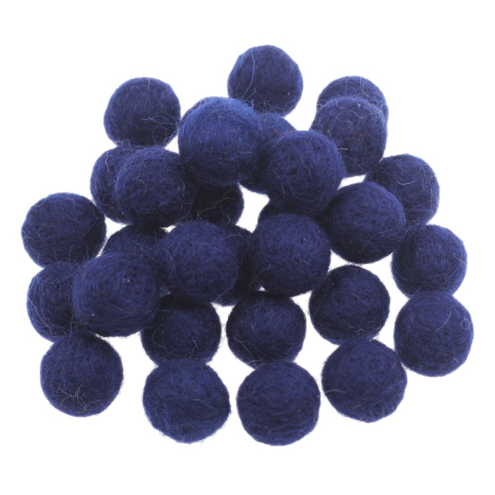 Zasy 20mm Needle Felt Wool Balls Felt Pom Pom Beads DIY Accessories Garlands 30pcs (Navy)