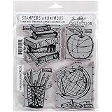 Stampers Anonymous Tim Holtz Cling Rubber Schoolhouse Blueprint Stamp Set, 7 x 8.5
