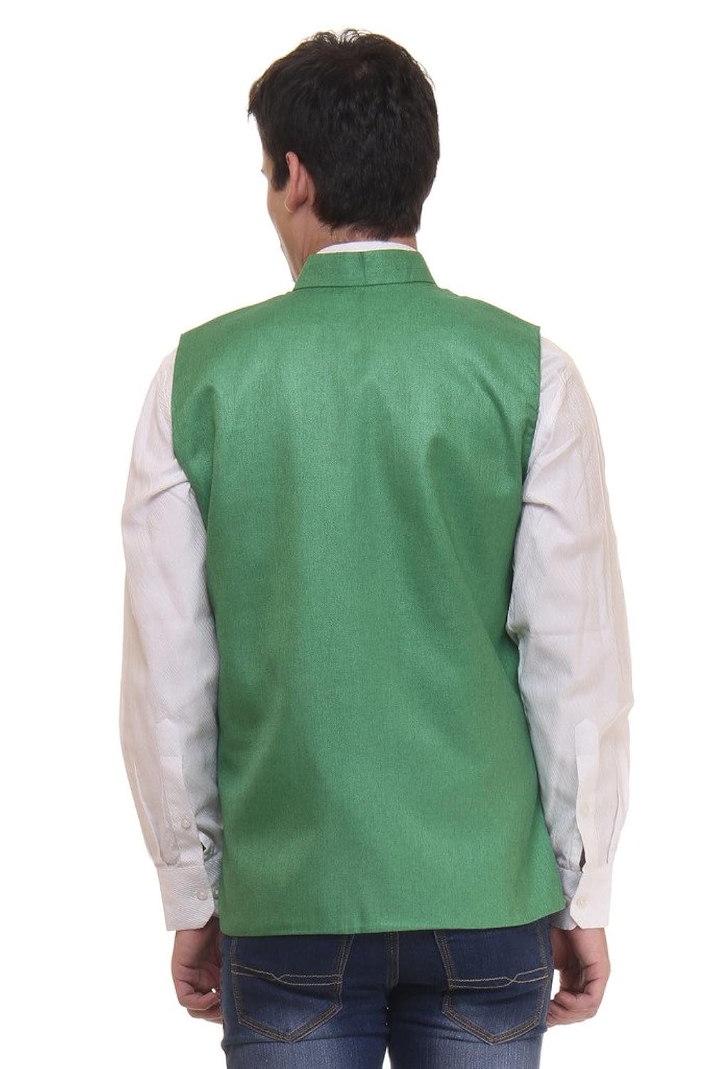 routeen green casual partywear ethnic nehru jackets for men