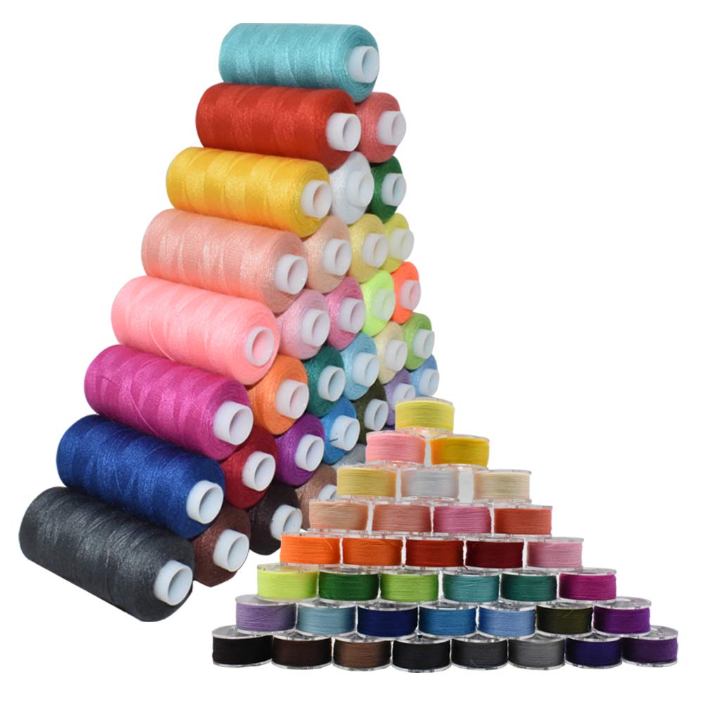 Renashed 72Pcs Bobbins Sewing Threads Kit, 36 Colors Spools 360Yards ...
