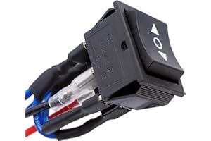 TWTADE Latching Polarity Reverse Switch 12V 10A DC Motor Control 6 Pin 3 Position ON-Off-ON AC 110V-220V Black Boat Rocker Toggle Switch with Wire KCD2-203-JT