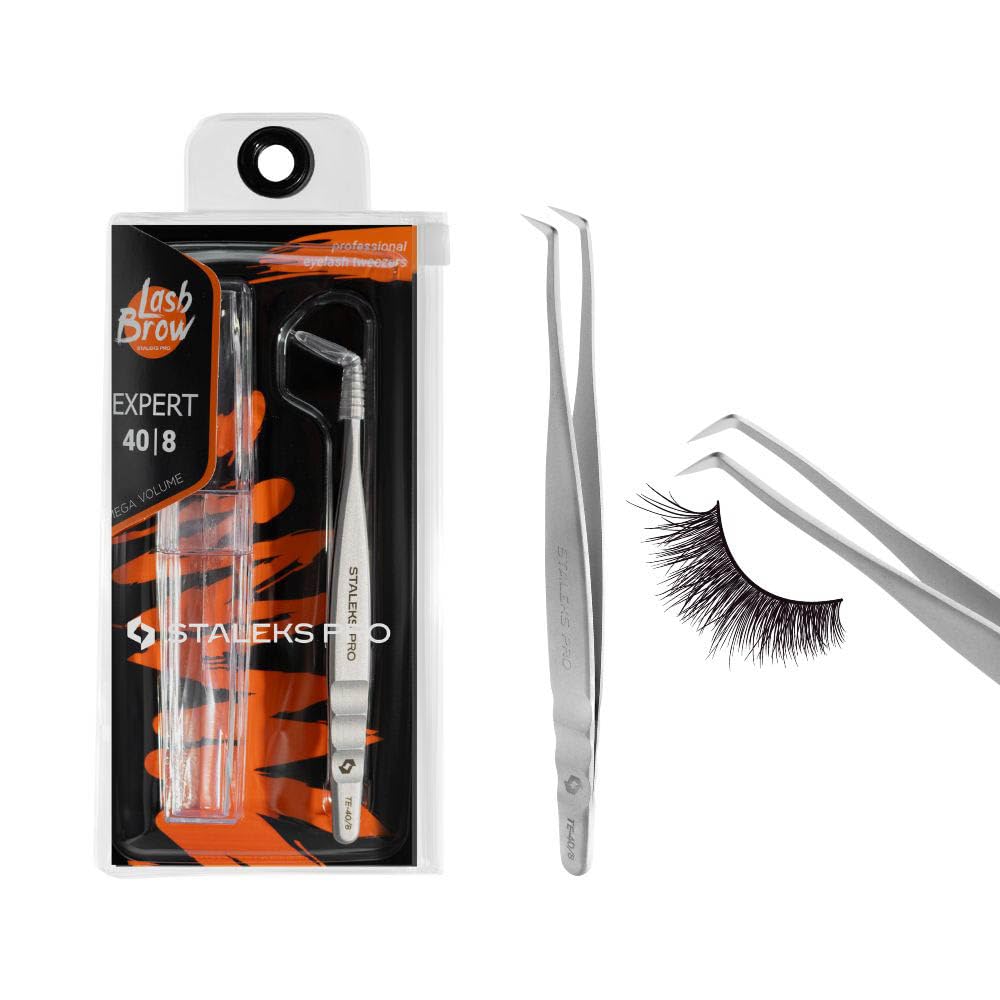 STALEKS PRO Professional False Eyelash Extension Tweezers Stainless Steel Expert 40/8, NN-TE-40/8