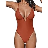 CUPSHE Women Swimsuit One Piece Bathing Suit Deep V Neck Crisscross Back Adjustable Strap