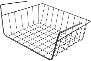 Under Shelf Storage Basket Multipurpose All Metal Under Shelf Wire Basket for Kitchen Office Pantry Desk Bookshelf M Black fo