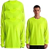 JOYYANGFANG Hi Vis Safety T Shirts High Visibility Hi Vis Long Sleeve Performance Athletic T-Shirts Multipack