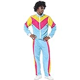 COREWO 80s Outfit Men Tracksuit Costumes Hip Hop Sports Suit Colorblock Jacket Outfits Carnival Set