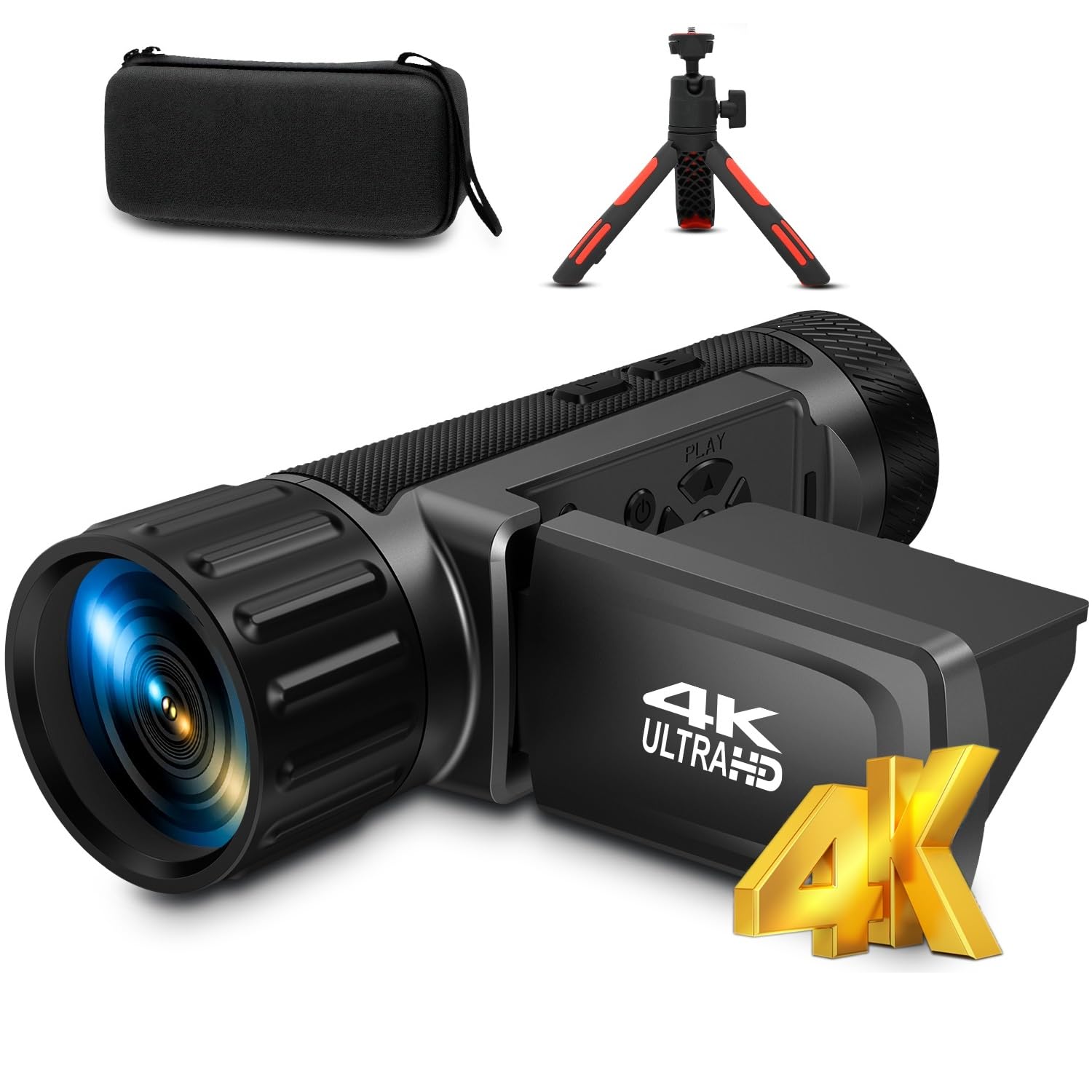 Photo 1 of Dumjug 4K Video Camcorder, 2 in 1 Digital Monocular Telescope Camera, Manual Focus 48MP Photo Max 4000ft 104X Digital Telescope Video Camera with 3.0" Screen/Hood/Battery/SD Card/Case