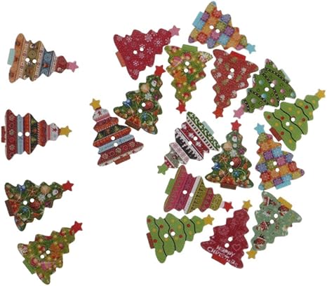 Albero Di Natale In Legno Fai Da Te Angolare.20pz Colorati Natale Alberi Tasti In Legno Cucire Ornamenti Stoffa Fai Da Te Decorazione Scrapbooking Amazon It Casa E Cucina