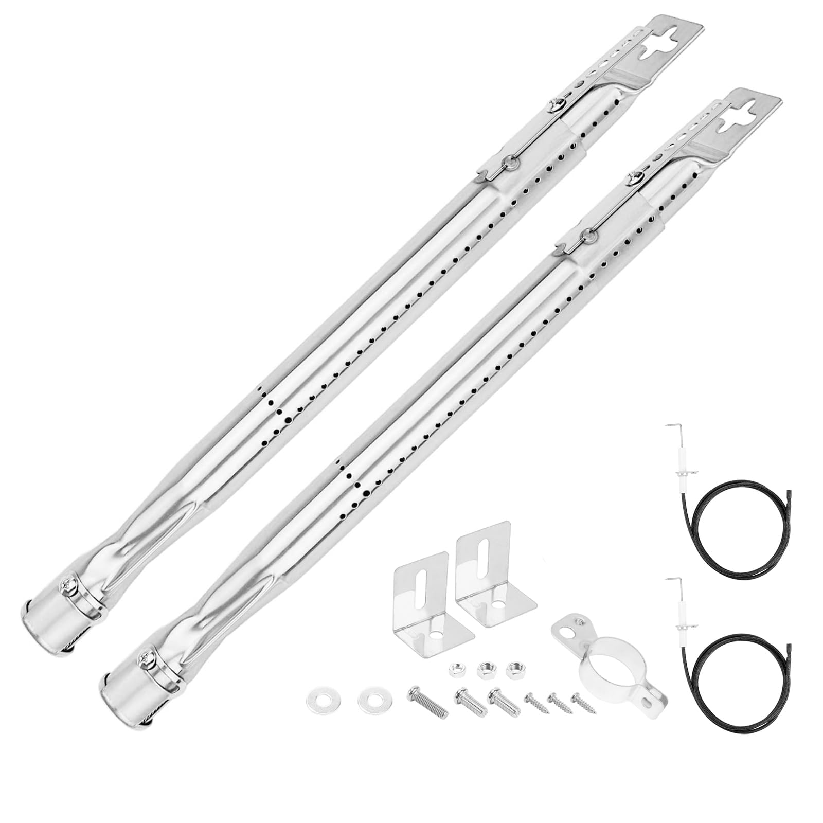 GFTIME 35.56 to 50CM Universal Adjustable Burner Tube for Charbroil, Brinkmann, Master Forge, Perfect Flame, Uniflame, Napoleon, Landmann, Broilmaster, Broilking, Nexgrill, Burner Pipe 2 Pack