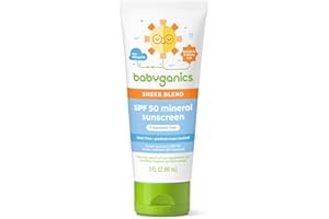 Babyganics SPF 50 Mineral Sunscreen Lotion, Sheer Blend, UVA UVB Protection, Octinoxate & Oxybenzone Free, Water Resistant, Fragrance Free, 3 oz