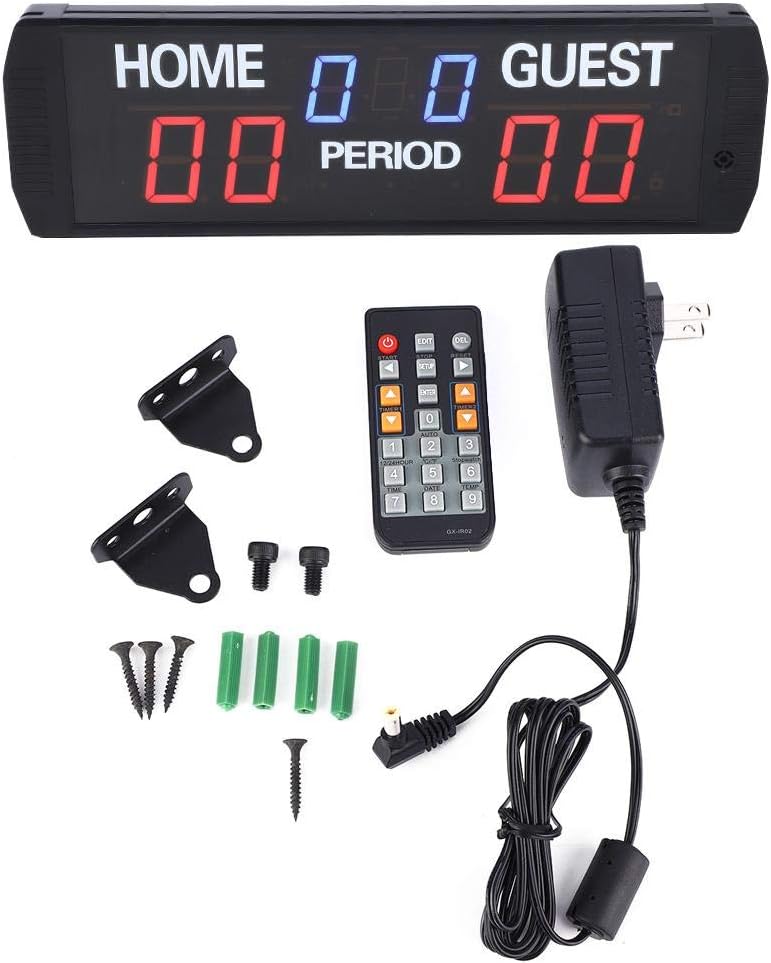 Electronic Scoreboard, GI6T-(3+2.3) R Electronic Scoreboard LED Digital Score Keeper Portable Electronic Scoreboard(US Plug 100-240VAC)