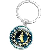 Retro Personalized Zodiac Sign Key Chain Jewelry Horoscopes Star Signs Tag Key Rings Medallion Constellation Jewelry