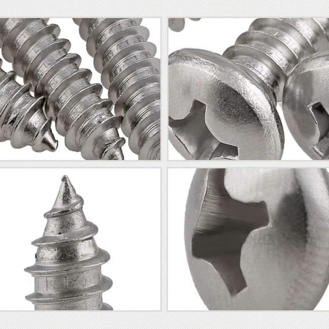 ANSIEDIO Self-tapping Screws Cross Round Head Wood Screws,304 Stainless Steel Drywall Screw, M4×18mm,50 pcs - Image 4