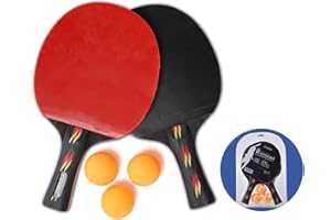 KEVENZ 2-Pack Patent Advanced Table Tennis Racket Come with Anti-Skid Handle, Wooden Blade Surrounded by Rubber