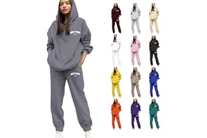 Sweatsuit Set for Women 2 Piece Fall Winter Lounge Hoodie and Joggers Oversized Cozy Casual Athletic Tracksuit Set