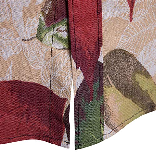 LISTHA Linen Men Top and Pants Suit Floral Long Sleeve Shirt Business Fit Blouse