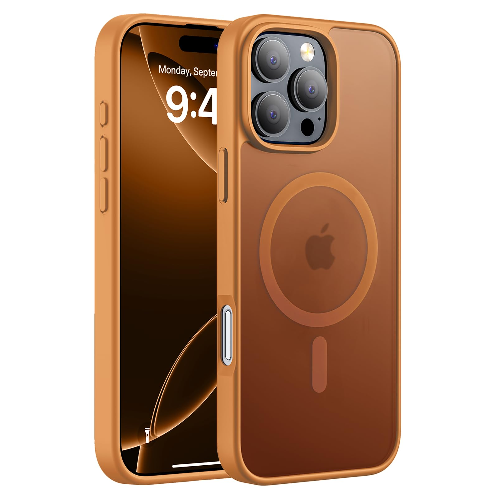 Hualele Magnetic for iPhone 16 Pro Max Case,Compatible with MagSafe, Military Grade Dropproof Translucent Matte Hard Back Soft Edge 16 Pro Max Case,Brown