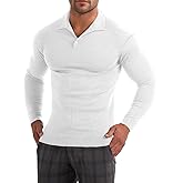 Muscle Cmdr Men's Slim Fit Muscle Polo Shirts Long&Short Sleeve Stretch Quick Dry Tee Casual Golf Athletic T-Shirts
