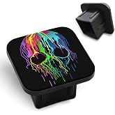 Tnomchey Skull Trailer Hitch Cover Colors Rainbow Splats Horror Grunge Mask Punk Tattoo Head Tow Hitch Covers Tube Plug Insert Car Exterior Accessories Receiver Tube Hitch Plug