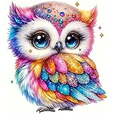 Rainbow Gemstone Owl Bird Floral PVC Vinyl Car Decals Stickers Waterproof Self-Adhesive Decals for Cars, Laptops, Trucks, Motorcycles Wall Window Luggage Scratch Cover Door Decor Sticker