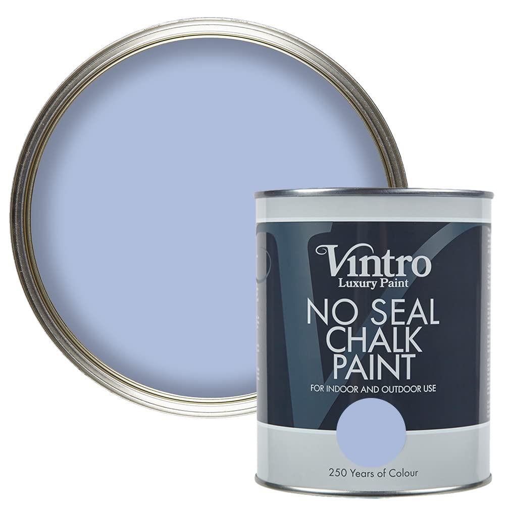 Vintro | No Seal Chalk Paint | Sky Blue | Interior & Exterior Use | Furniture | Walls | Wood | Metal | 1 Litre (Georgian Sky)