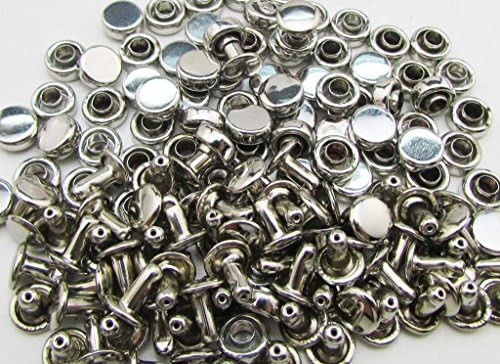 Amanteao Silvery Double Cap Rivets High Terrace Plane Cap 6mm and Post 4mm Pack of 100 Sets