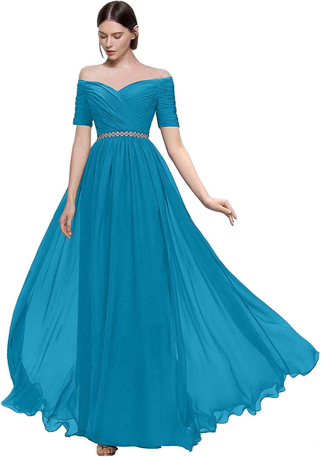 teal evening gown