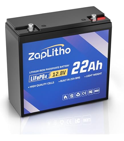 ZapLitho 12V 22Ah LiFePO4 Lithium Battery with 25A BMS