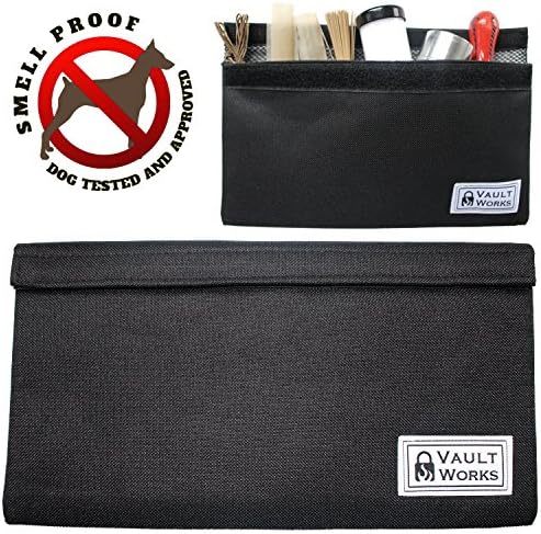 VaultWorks Smell Proof Bag - Discreet Smokers Container - For storing all of your smelly smoking accessories - CARBON LINED and DOG TESTED - DOUBLE-VELCRO SEAL