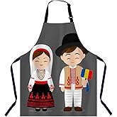 Xuwenz Romanians Apron for Women Men, Adjustable Apron Cooking Kitchen Chef Apron for Home Kitchen, Baking Gardening BBQ, Coffee House, Restaurant