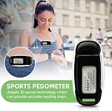 Flintronic 3D Pedometer USB Rechargeable Real Time Steps Black view 6