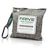 DRIVE Natural Car Air Freshener (Gray) - Best Auto Purifier is Certified Moso Bamboo Activated Charcoal 220g - Unscented Deodorizer, Drying Bag Removes Allergens & Moisture - Prevents Bacteria, Mildew