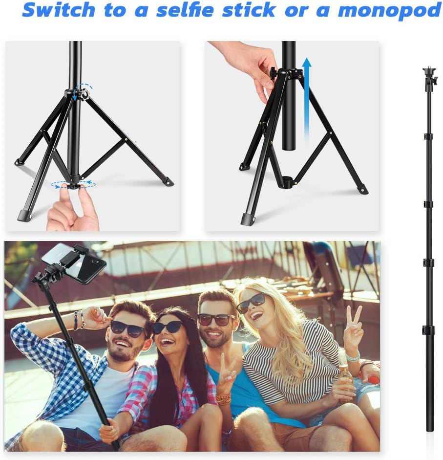 UBeesize 54-inch Selfie Stick Tripod, Detachable and Extendable Phone Tripod for Cell Phone, Compatible with iPhone and Android Phone, Includes Wireless Remote, Cell Phone Holder and Gopro Adapter: Electronics