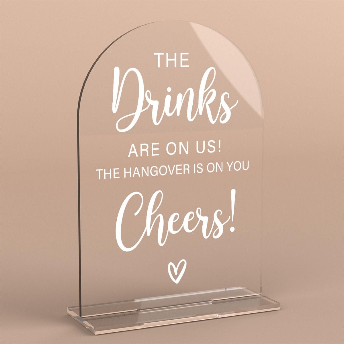 Photo 1 of Acrylic Wedding Sign, Bridal Shower Decorations, The Drinks Sign for Ceremony, Modern Font Table Signs, Acrylic Table Top Signs for Wedding Reception and Event Party (Clear)