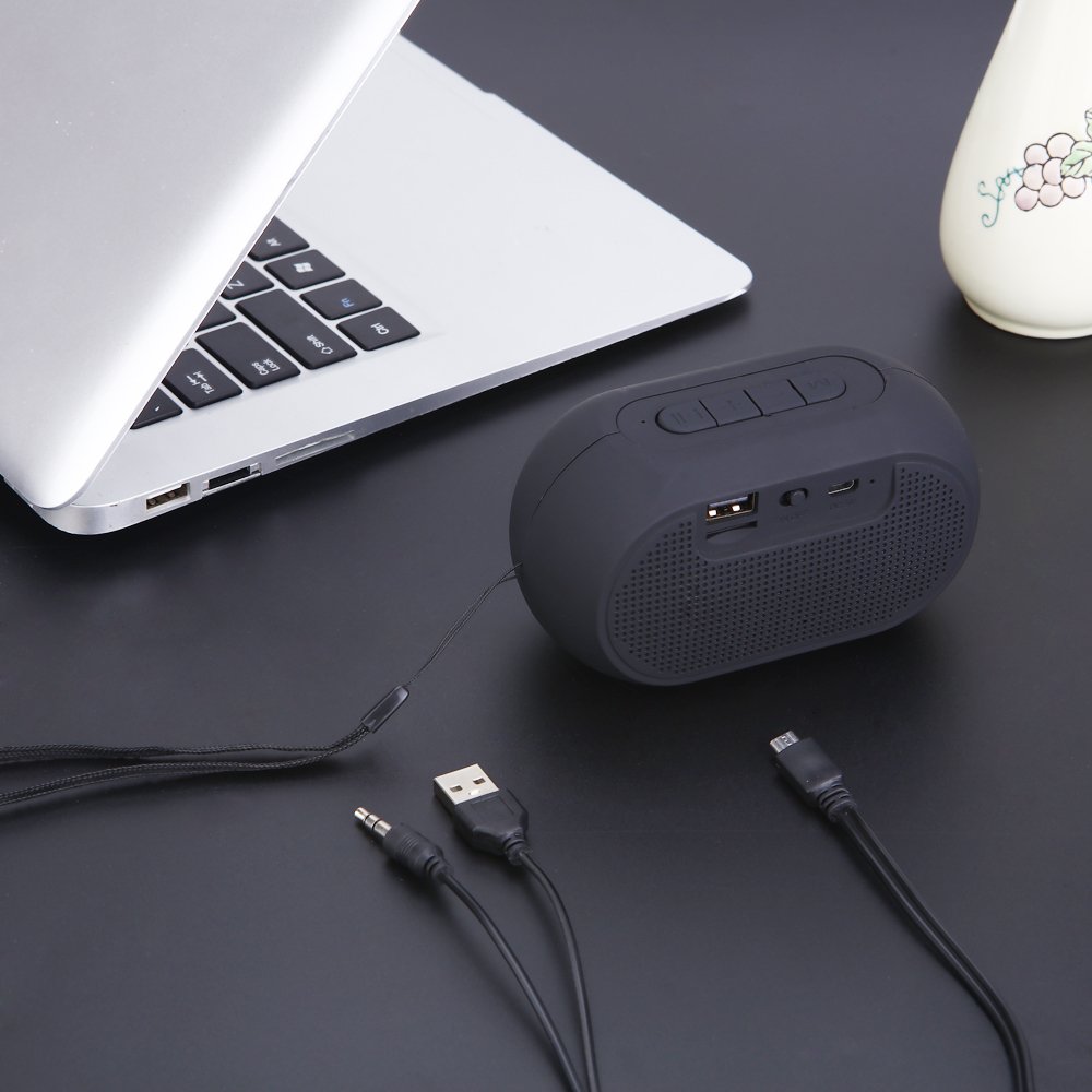 Alfway Mini LED Speaker, Portable Wireless Speakers 4.1 with Waterproof, FM Radio, 5W Bass Sound, Bluetooth speaker with Built in Speakerphone for Yoga,Party,Travel, Outdoor (Black)