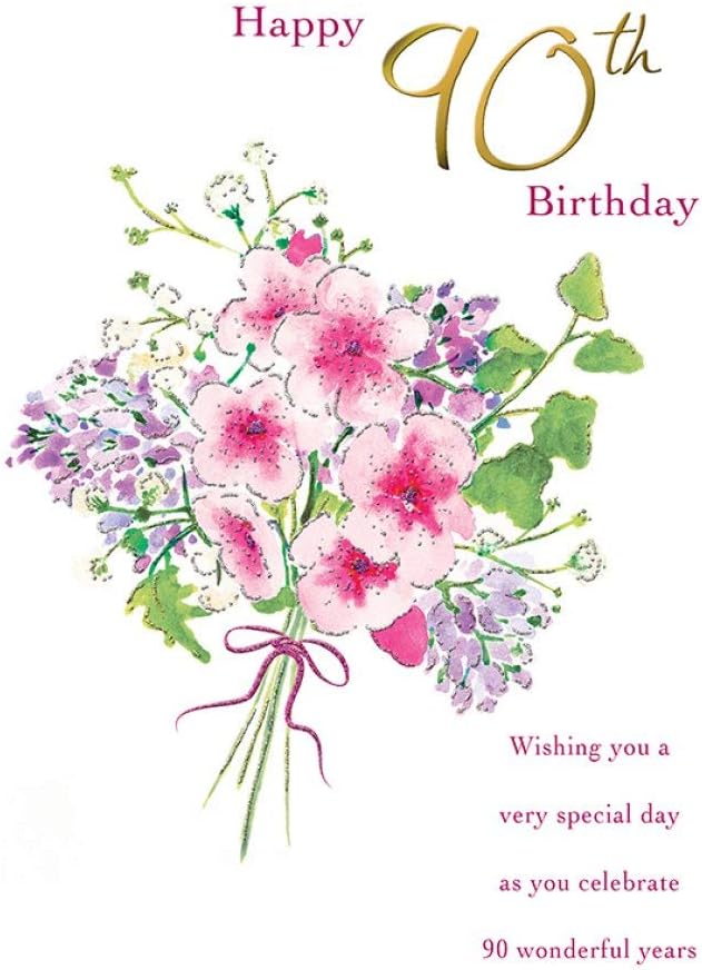 Piccadilly Greetings Traditional Milestone Age Birthday Card Age 90-9 x 6 inches, A10543,green, green|pink|black|beige