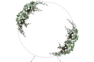 HEOMU 6.6FT Round Backdrop Stand Circle Balloon Arch Stand, Metal Arch Backdrop Stand Circle Balloon Arch Frame Wedding Arches for Ceremony, Birthday Party, Baby Shower Backdrop Decoration, White