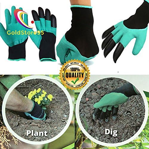 GoldStore95 Garden Genie Gloves with Claws, Clawed Easy Gardening Gloves for Digging and Planting Tools - As Seen On TV, Gardening Tools for Men and Women - Work Gloves - 1 Pair, Green