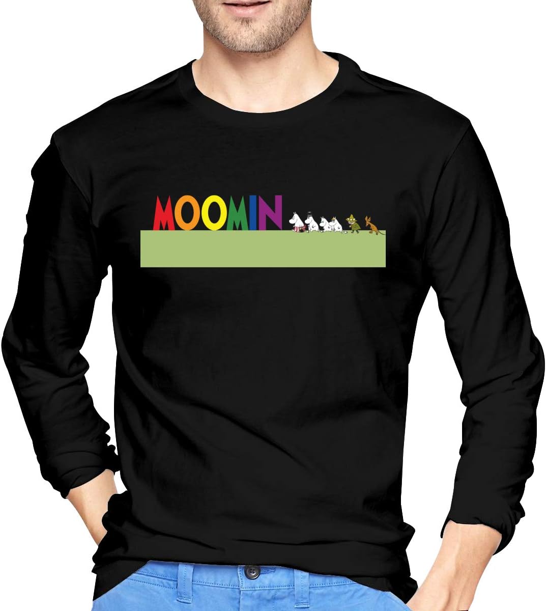 HengTracy Mens T Shirt Graphic with Moomin Style Long Sleeve Tee Shirt
