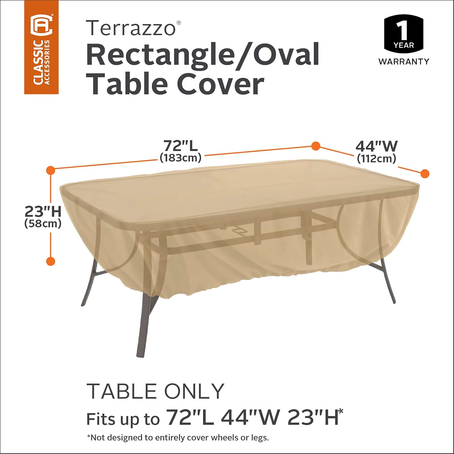 Classic Accessories Terrazzo Rectangular/Oval Patio Table Cover, Retail : Garden & Outdoor