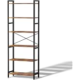 NewBeth 6 Tier Bookshelf,Storage Shelf with Steel Frame,Free Standing Open Book Shelves Storage Display Shelf