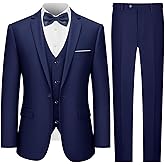 LUPURTY 3 Piece Suits for Men,Men's Suit Slim Fit,Business Solid One Button Wedding Tuxedo Blazer Vest Pants Set